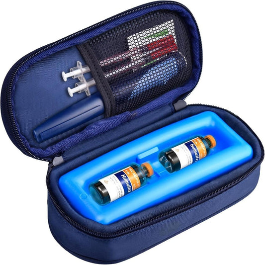 Insulated Insulin Vial Travel Case – Diabetic Supply Bag with Ice Brick, Compact Portable Cooler Kit for Medication Storage