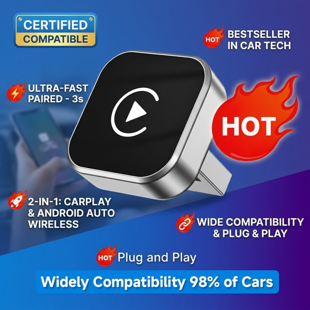 Wireless CarPlay Adapter 2-in-1 for iPhone & Android Auto, Mini USB-C Dongle, Convert Wired to Wireless, Plug & Play, Auto Connect, Low Latency, Dual-Band 2.4G+5G – 2026 Upgraded
