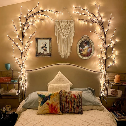 String Lights, 96-LED Bendable Willow Branch Fairy Lights with USB Power, Remote Control and Eight Indoor Modes