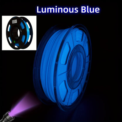 3D Printer Filament Glow PLA 1.75mm 200g Spool in Luminous Green or Blue for Light-Reactive Color Effects