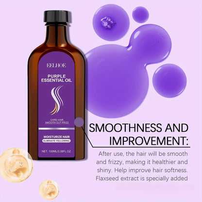 Three-Piece Purple Hair Care Set with Shampoo, Conditioner and Coordinated Argan Oil Bottle