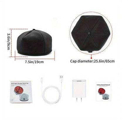 Wearable 120-LED Red and Near-Infrared Light Cap with 630nm and 820nm Modes in Black or Gray