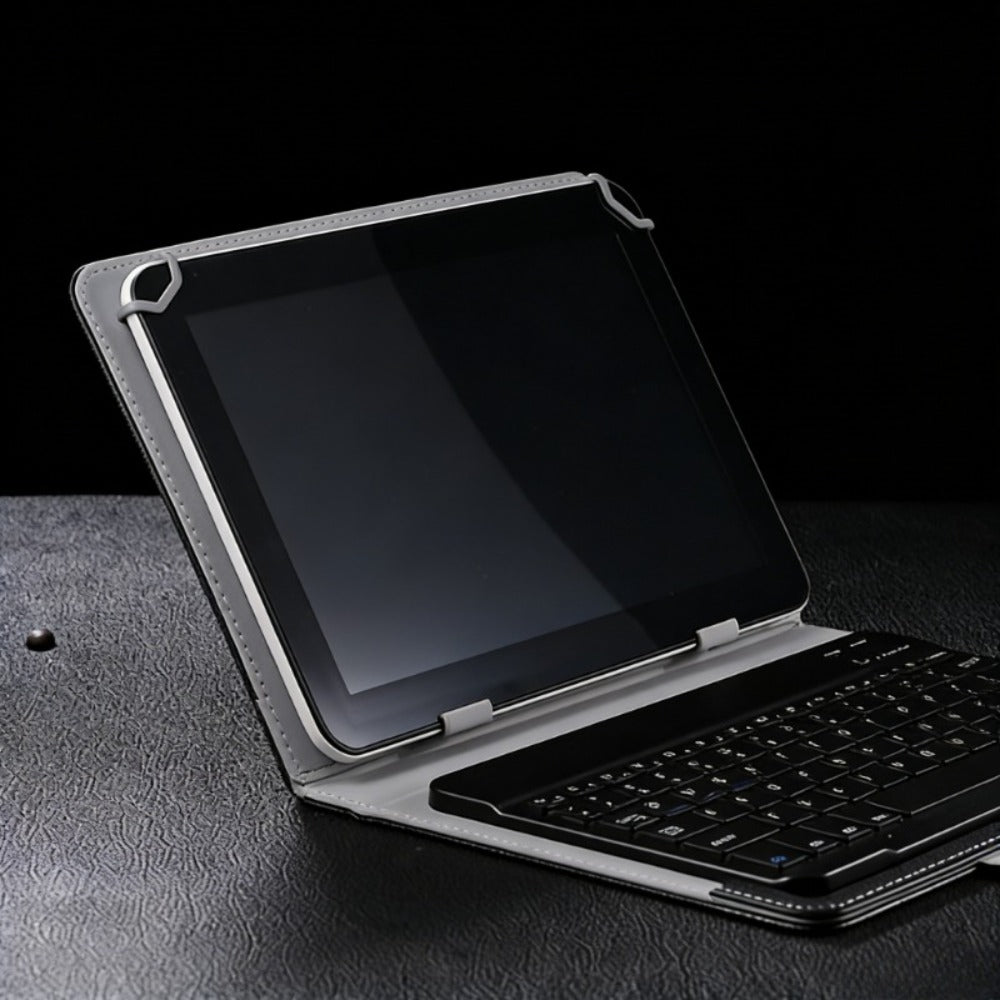 Universal Tablet Case with Wireless Keyboard 10.1 Inch – Removable Bluetooth Keyboard, PU Leather Folio Cover, Built-in Stand, Compatible with iOS Android Windows Tablets, Travel Portable Sleeve