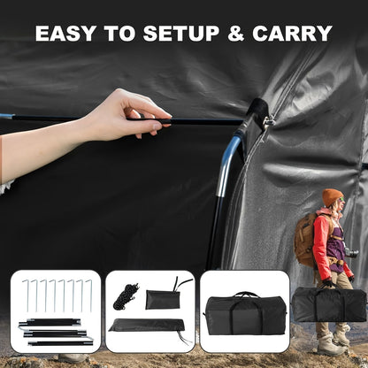 Portable Outdoor Storage Tent with Zipper Door, Carry Bag and 86 x 59 x 73-Inch Black Frame Shelter