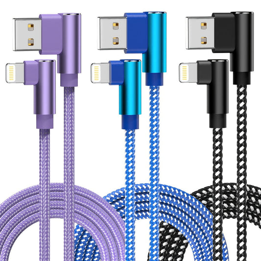 10ft Nylon Braided Lightning Cable 3-Pack MFi Certified – USB-A to Lightning iPhone Charger Cord for iPhone 14 13 12 11 Pro Max XS XR X 8 7 SE | iPad iPod | 2.4A Fast Charge 480Mbps Data Sync
