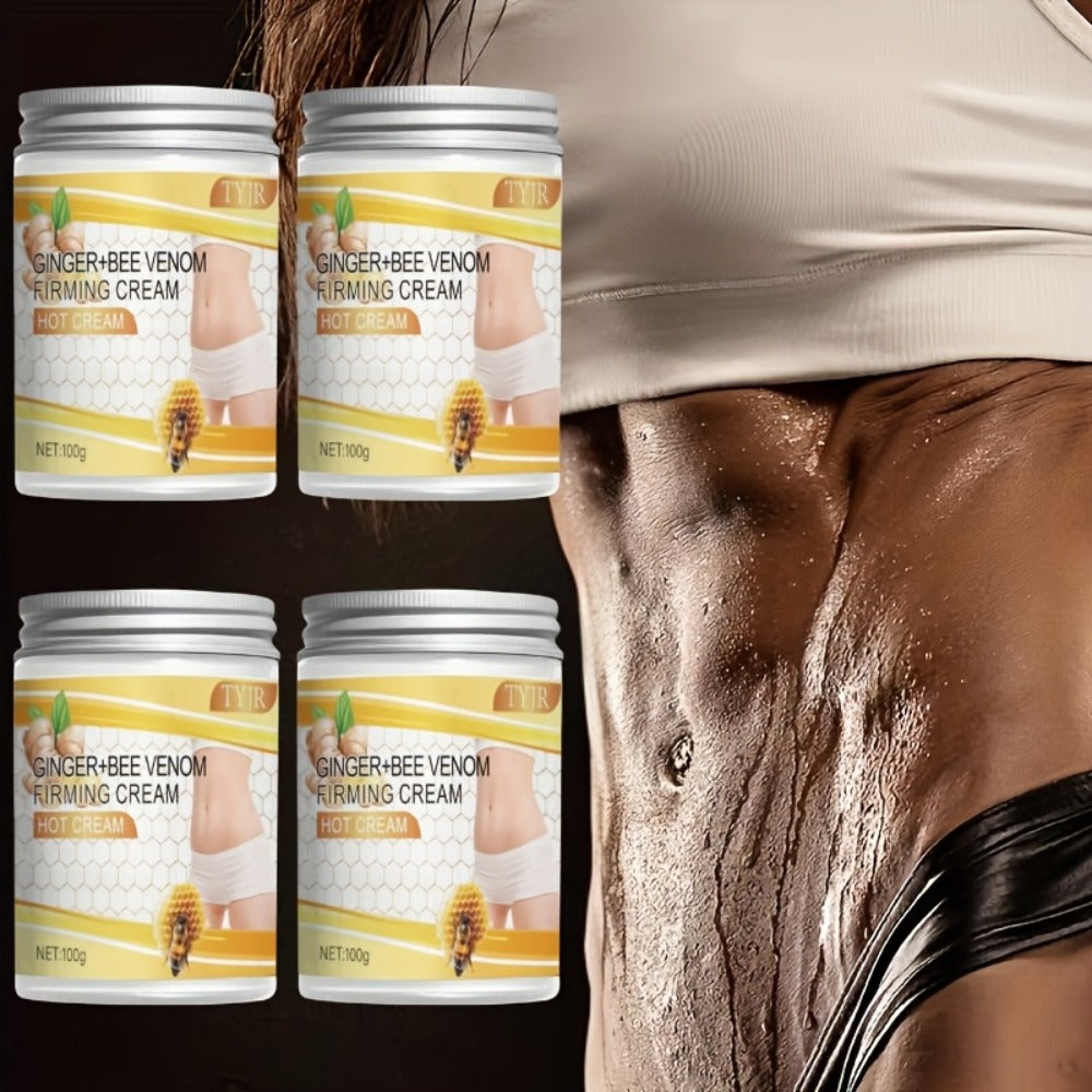 Body Cream Four 100g Jars with Ginger, Bee Venom, Aloe and Lavender for External Body Massage