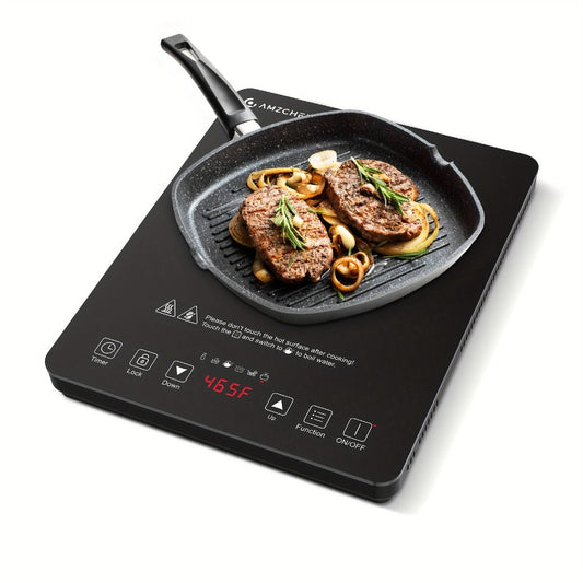 Induction Cooktop 1800W Single Burner Countertop Induction Cooker with Touch Control Timer for Home Cooking, Dining and Outdoor Meals