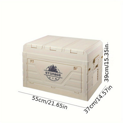 Foldable Storage Box Car Trunk Organizer – Large Capacity Collapsible Plastic Bin with Lid for Camping, Outdoor, Home & Vehicle Use, Portable Folding Crate with Table Function