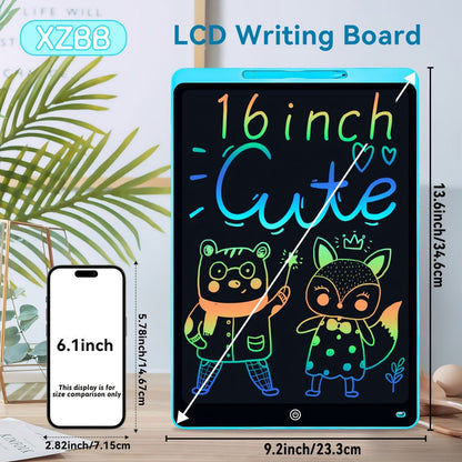 Large LCD Drawing Tablet for Kids 16 & 20 Inch – Colorful Erasable Electronic Doodle Board Reusable Writing Pad | Educational Art Toy Birthday Christmas Gift | Blue Pink Black