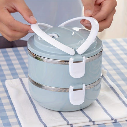 Stackable Bento Lunch Box, Stainless Steel Cylindrical Meal Container in 2-Layer, 3-Layer or 4-Layer Options