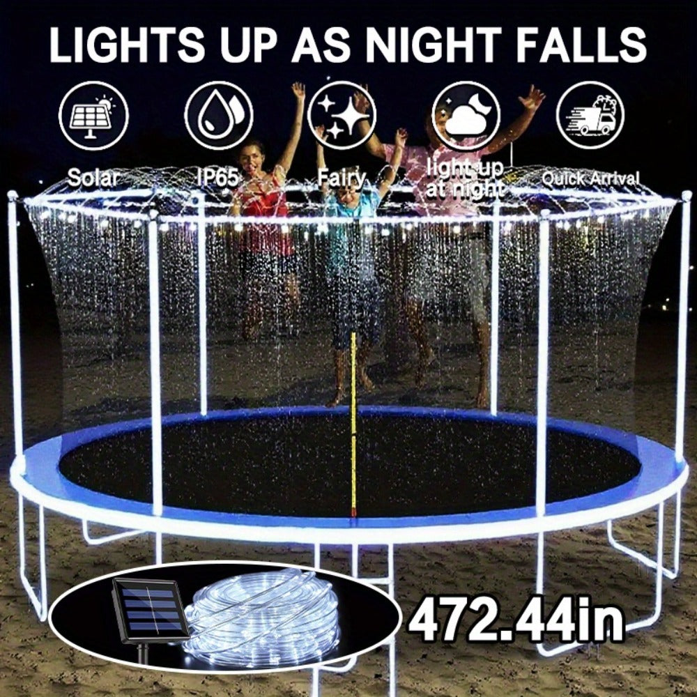 Solar Trampoline Rope Lights with Separate Panel, 50 or 100 LEDs and Multicolor, White or Blue Options