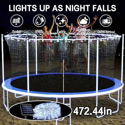 Solar Trampoline Rope Lights with Separate Panel, 50 or 100 LEDs and Multicolor, White or Blue Options