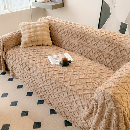 Sofa Cover 300 GSM Shu Velveteen Jacquard Throw in Three Sizes and Five Solid Colors for Armchair to Sectional