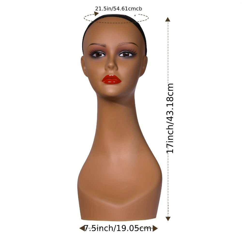 Female Wig Display Mannequin Head 4 Pcs Set Plastic – Hat Necklace Holder Salon Training Practice Retail Store Showcase Hairstyle Display Wig Shop Home Storage