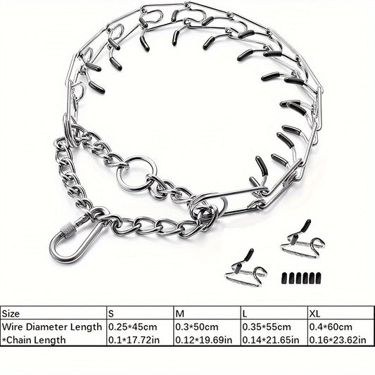 Prong Training Collar for Dogs with Rubber Tips – Adjustable Metal Pinch Collar for Small Medium and Large Breeds S & M