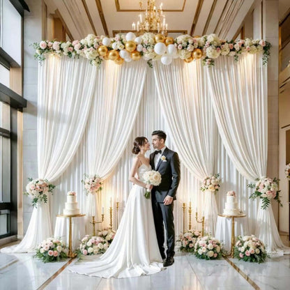 Backdrop Curtains 4 Pack 59x118 Inch – Wrinkle-Resistant Non-Transparent Party Decoration Fabric with Pole Pocket, Machine Washable & Reusable for Wedding, Birthday, Christening, Graduation & Holiday Events