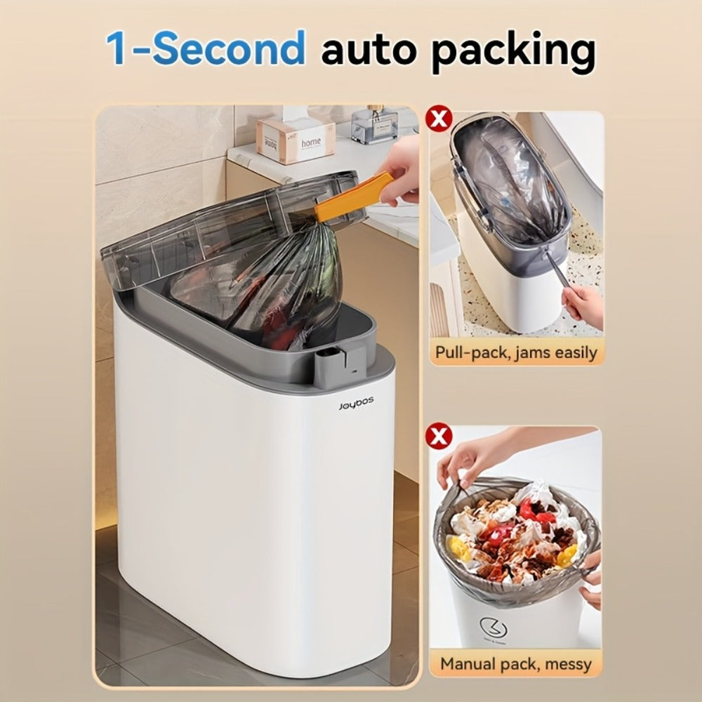 Sensor Trash Can Self-Emptying 3.8 Gallon with Drawstring Bags - Hands Free Infrared Smart for Home Cooking, Dining and Outdoor Meals