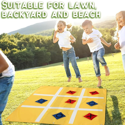 Giant Tic Tac Toe Bean Bag Toss Game Set Outdoor Lawn Game with 4.92ft Cloth 10 Bean Bags Ground Nails Storage Bag for Family Kids Adults Camping Backyard Party Christmas Thanksgiving Gift