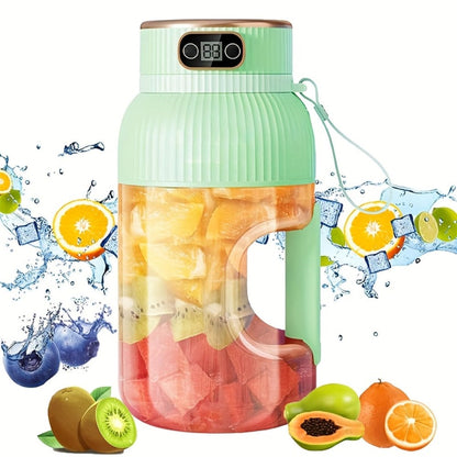 Portable Blender Cup with Top Digital Display, Integrated Side Grip, Travel Cover and Green or White Options