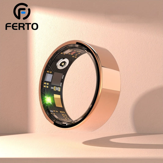 Health Monitoring Smart Ring with Heart Rate HRV Sleep Tracking, Steps Calories Body Temp & Menstrual Cycle – Bluetooth 5.3, iOS & Android, Sizes #7-#13, Rose Gold Black Silver