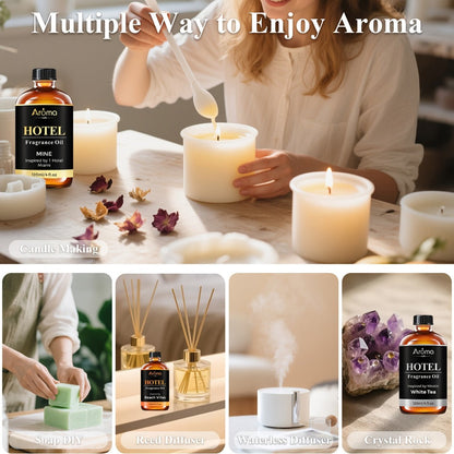 120ml Hotel-Style Fragrance Oil for Diffuser or Candle Projects in M Way, White Tea, Carlton or Beach Villas
