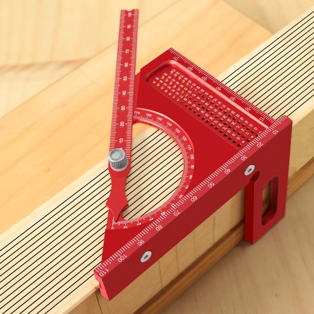 Adjustable 3D Carpentry Square Set 180° Rotating Aluminum Alloy Triangle Ruler T-Square for Entryways, Bedrooms and Living Spaces