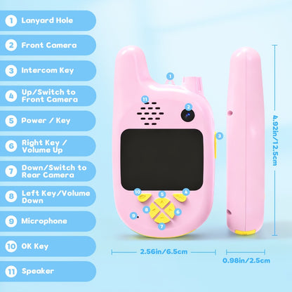 Kids Video Walkie Talkies 2 Pack with Video Call, Voice Changer & Dual Camera – Long Range Outdoor Toy, Birthday Gift for Boys Girls Age 4+, Indoor Camping Hiking Play