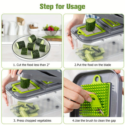 Green 25-in-1 Vegetable Chopper Set with Catch Container, Hand Guard and Interchangeable Cutting Inserts