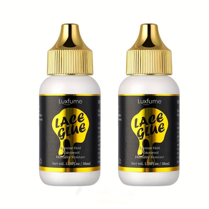 Lace Glue for Wigs Strong Hold Invisible Bonding Adhesive Waterproof Extreme Hold Fast Drying Lace Front Wig Glue for Daily Wear Styling 2pcs Set
