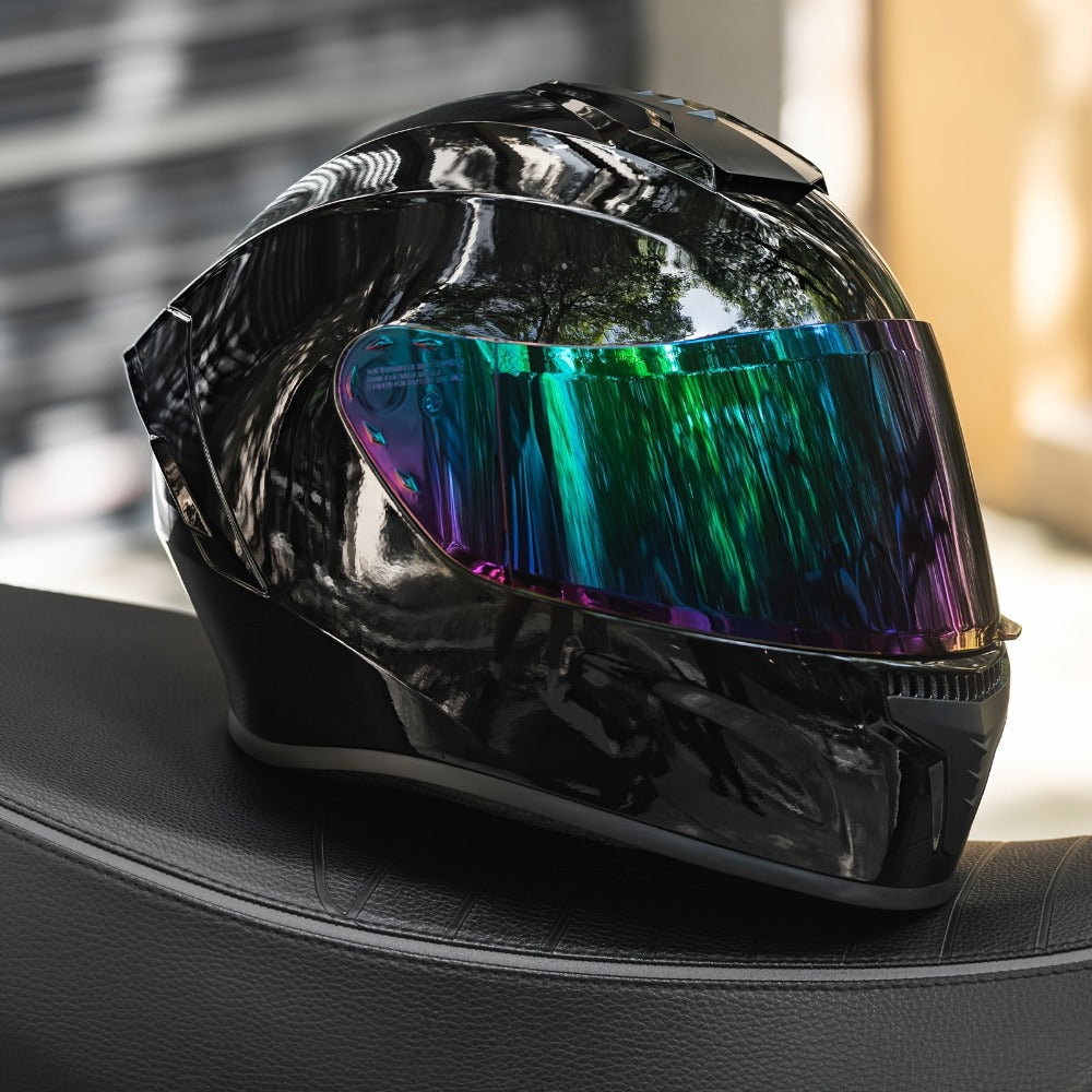 Full Face Motorcycle Helmet DOT Certified – Removable Washable Liner, Color Lens Compatible, Unisex S–XL, Matt Black / Gloss Black / White