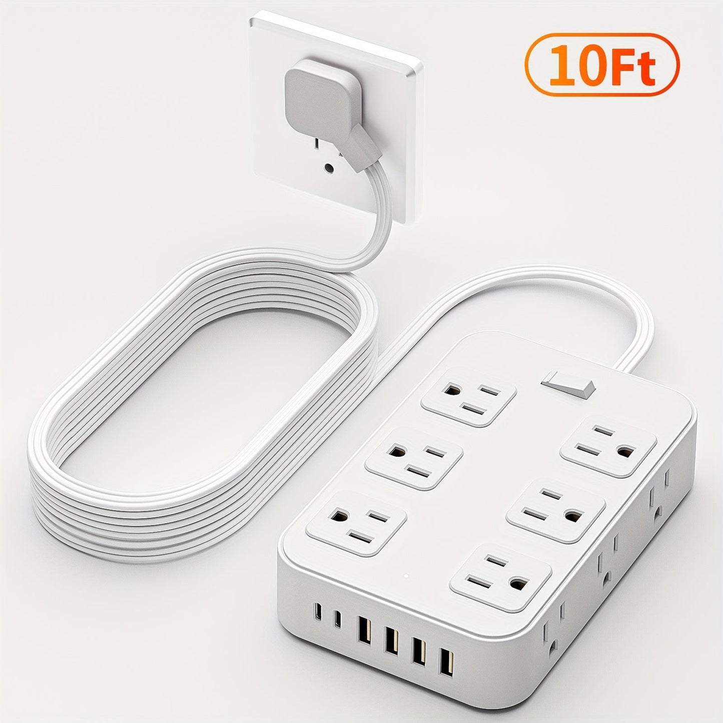 Surge Protector Power Strip 18-in-1 with 12 Wide-Spaced AC Outlets, 4 USB-A, 2 USB-C and Master Switch