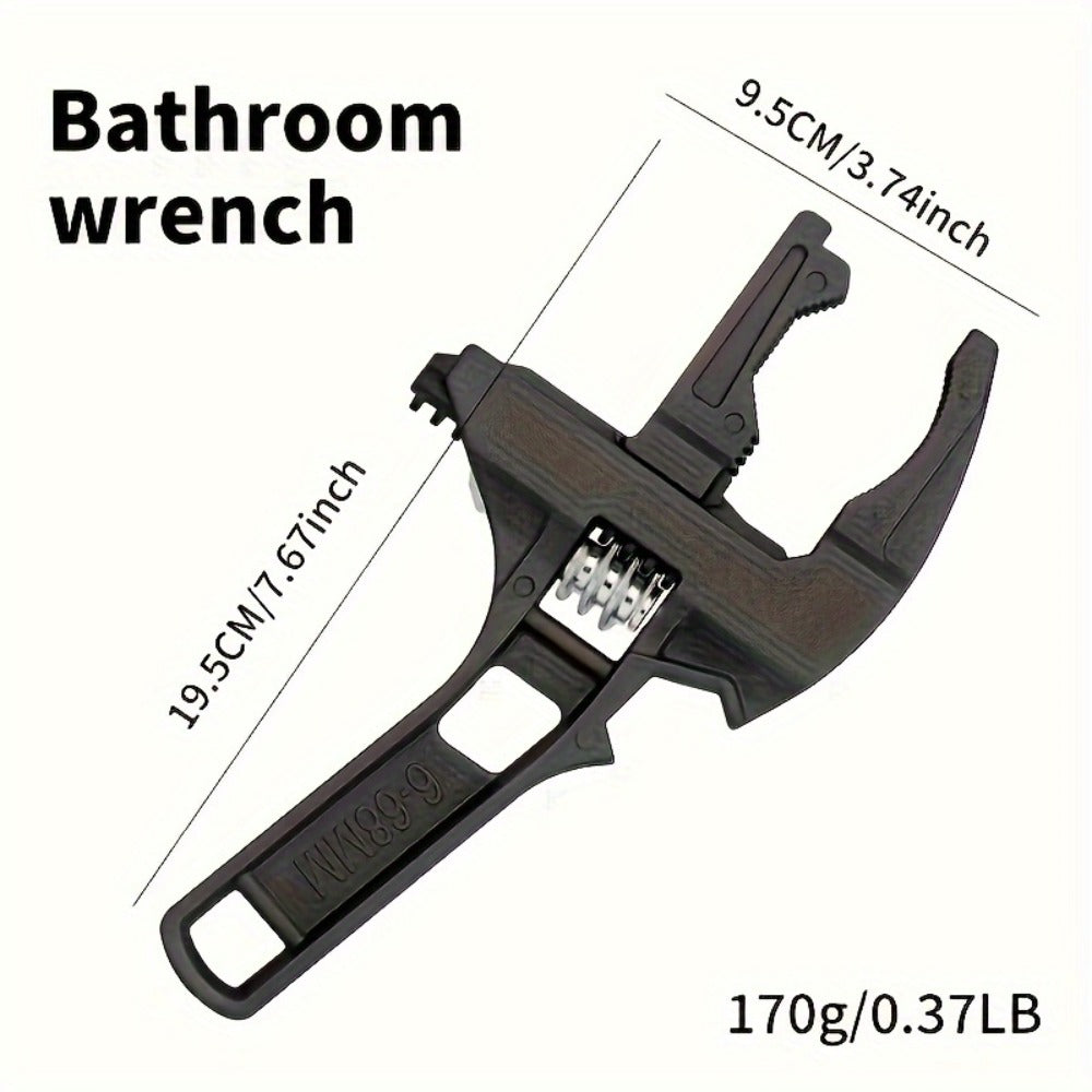 Adjustable Double-Ended Bathroom Wrench for Sink, Faucet and Pipe Work in Black or Silver Finish