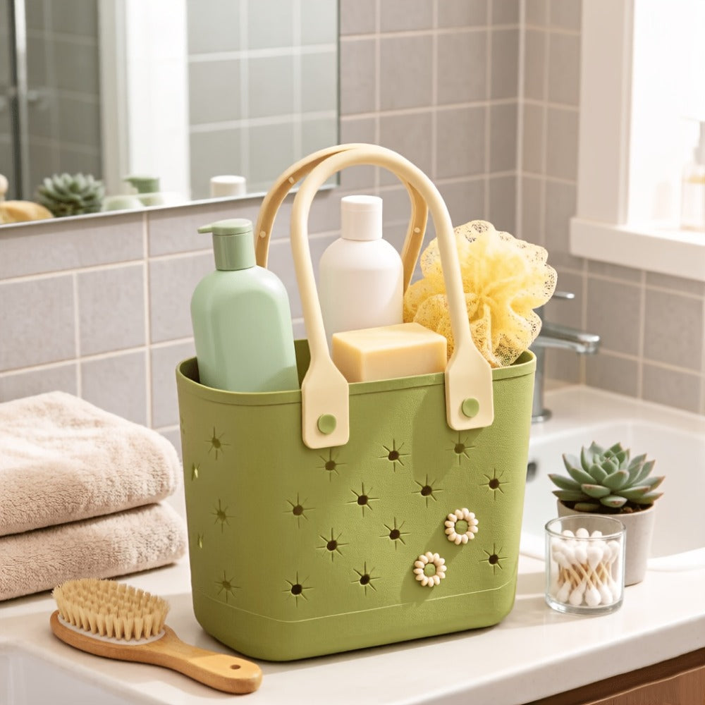 Shower Caddy Basket with Handles - Large Mesh Waterproof Bath Organizer Drainable Sand Water Resistant for Beach Bathroom Dorm College Toiletries Storage Portable Travel Caddy Tote Bag