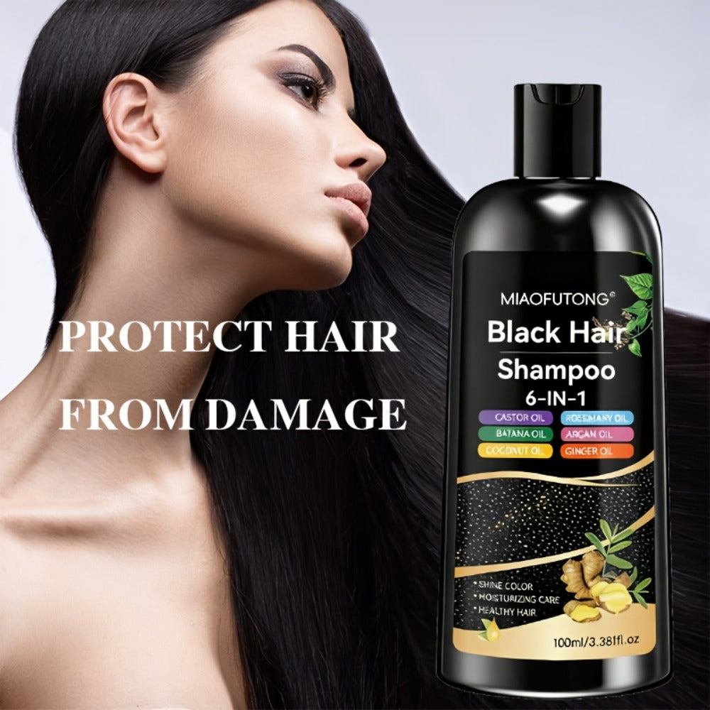 Hair Color Shampoo, MIAOFUTONG 6-in-1 100ml Black Color Bottle with a Single-Bottle Option