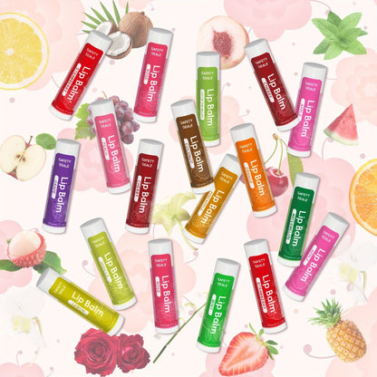 Lip Balm 84-Piece Bulk Set with 14 Flavors, Vitamin E, Coconut Oil and 4.2g Twist-Up Tubes