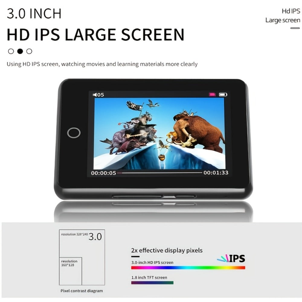 HiFi Touchscreen MP3 Player 2.4" IPS HD Display, Music & Video Playback, E-Book Reader, Voice Recorder, 128GB Expandable Storage, Portable Digital Audio Player for Running Travel Learning