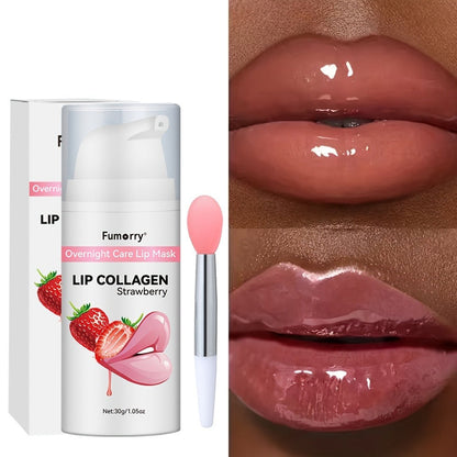 30g / 1.05oz Fumerry Lip Collagen Strawberry-Labeled Pump Bottle with Pink Applicator and 9.7cm Height