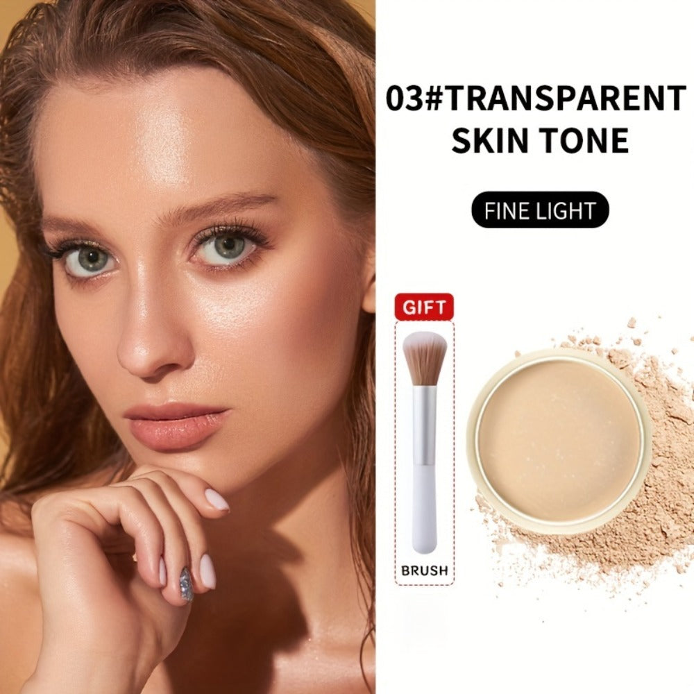 Oil Control Setting Powder Kit with Concealer Puff & Brush — Wet & Dry Dual Formula, Water-Resistant extended-wear Matte Finish Face