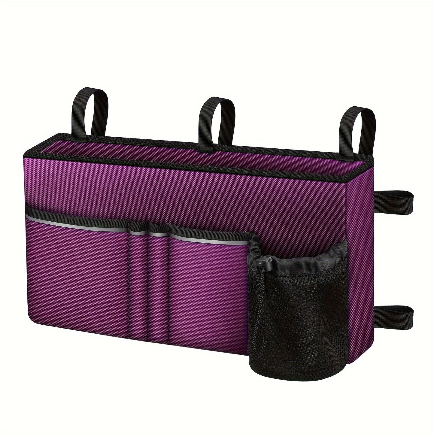 Six-Pocket Walker Tote Bag with Cup Holder, Reflective Strip and Three Color Options for Rollators