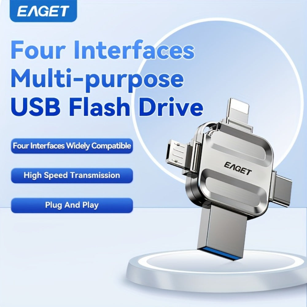 USB Flash Drive EAGET I50 4-in-1 USB 3.0 Multi-Connector Memory Stick with 32GB to 256GB Options