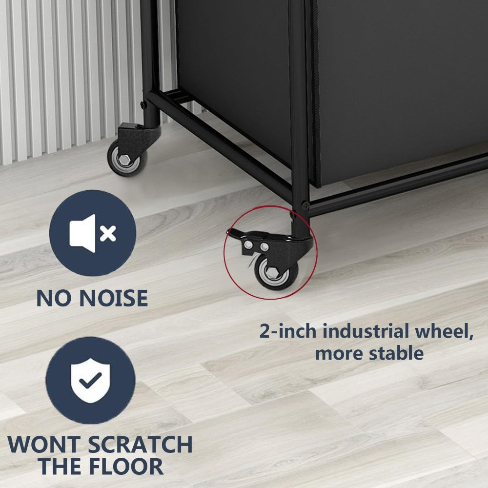 Laundry Hamper Cart with 4-Bag Sorter, Heavy-Duty Rolling Lockable Wheels & Removable Bags — Laundry Basket Organizer for Bedroom, Bathroom & Laundry Room | Beige, Gray, Black, Assorted