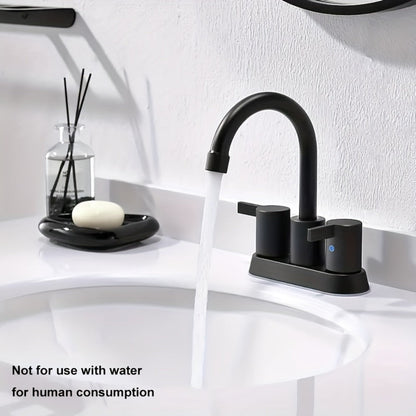 Bathroom Faucet 4-Inch 2-Handle Centerset – 360° Swivel Spout, Pop-Up Drain & Supply Lines Included, 2-3 Hole Vanity Sink Faucet for RV & Home, Brushed Gold, Matte Black, Nickel & Chrome