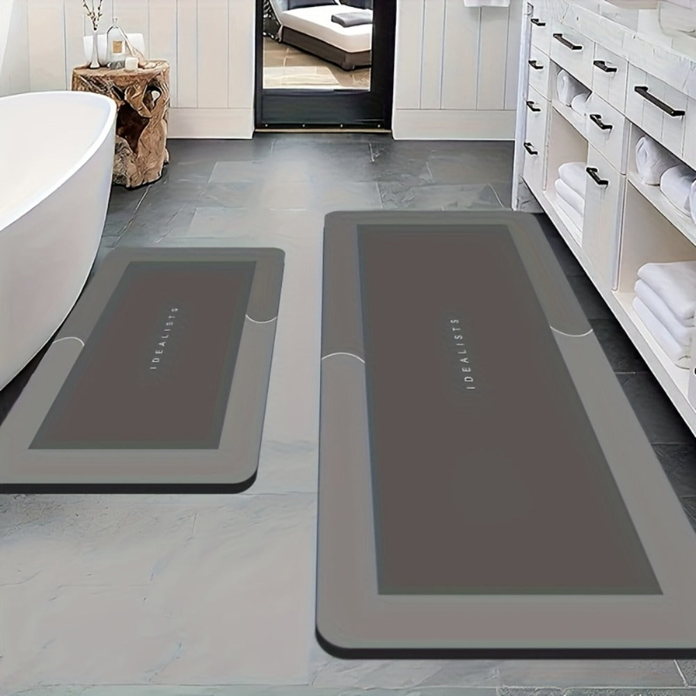 Kitchen Mat Set 2 Piece Anti-Slip Water Absorbent Thickened Diatom Mud Floor Mats for Kitchen Bathroom Entryway – Wipe Clean Non-Slip Bath Rug Set, Door Mat & Sink Mat Combo