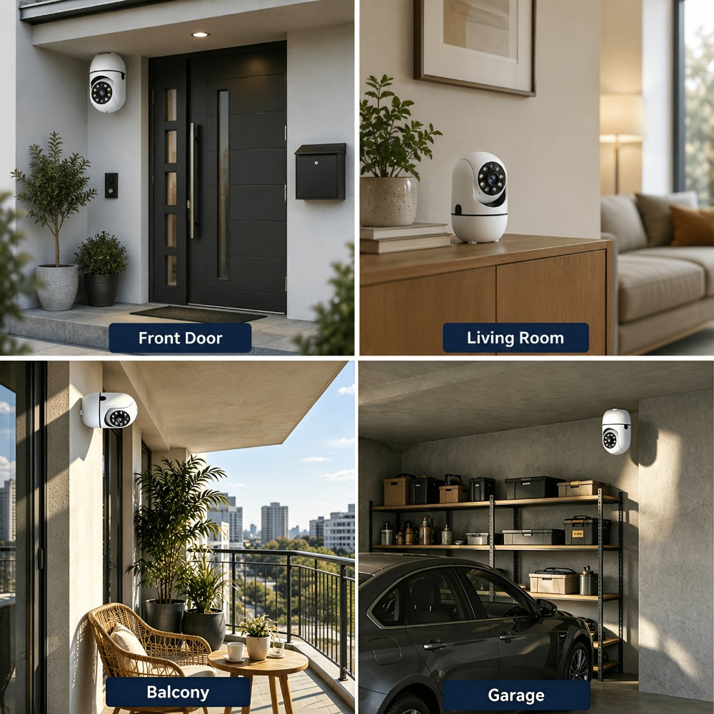 Indoor Security Camera 4-Pack with 355° Pan-Tilt, Dual-Band WiFi, Night Vision and Two-Way Talk