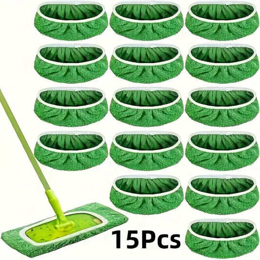 Washable Flat Mop Pads 15 Pack, Reusable Microfiber Replacement Pads for Flat Floor Mops, Wet & Dry Cleaning, Highly Absorbent Dirt & Water Trapping, Easy to Maintain – Mop Not Included