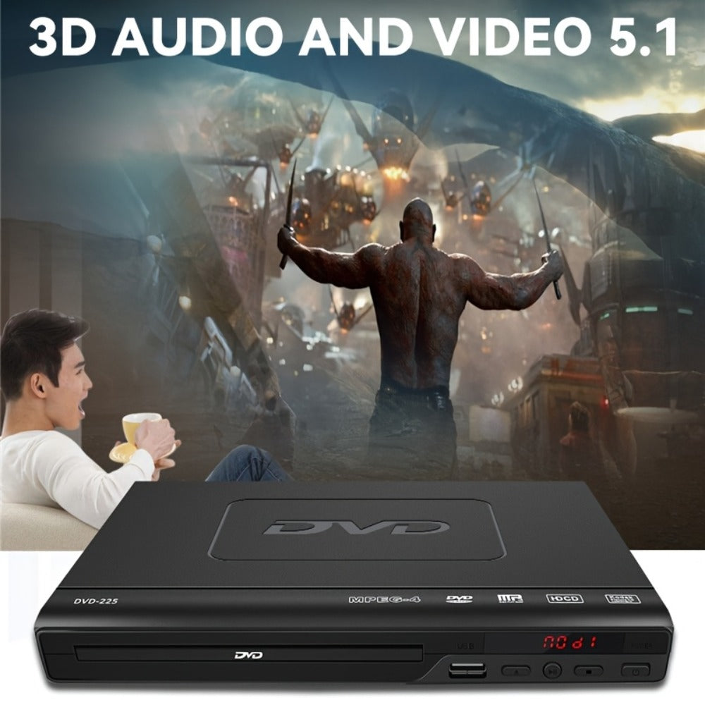 1080P Full Region DVD Player for Elderly, HD AV Output USB Direct Read Smart Error Correction, Easy Home DVD Player with Remote Control, Supports DVD CD VCD SVCD & USB Flash Drive