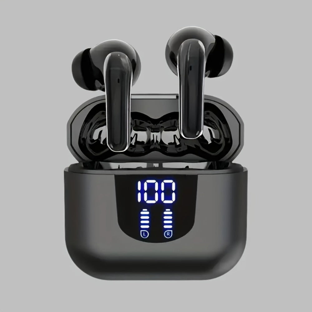Bass Stereo Wireless Earphones Bluetooth 5.4, 40-Hour Playtime In-Ear Earbuds with Noise Cancelling Mic & LED Display, Touch Control Type-C Charging, Compatible with Laptop Tablet Phone, Sport Exercise