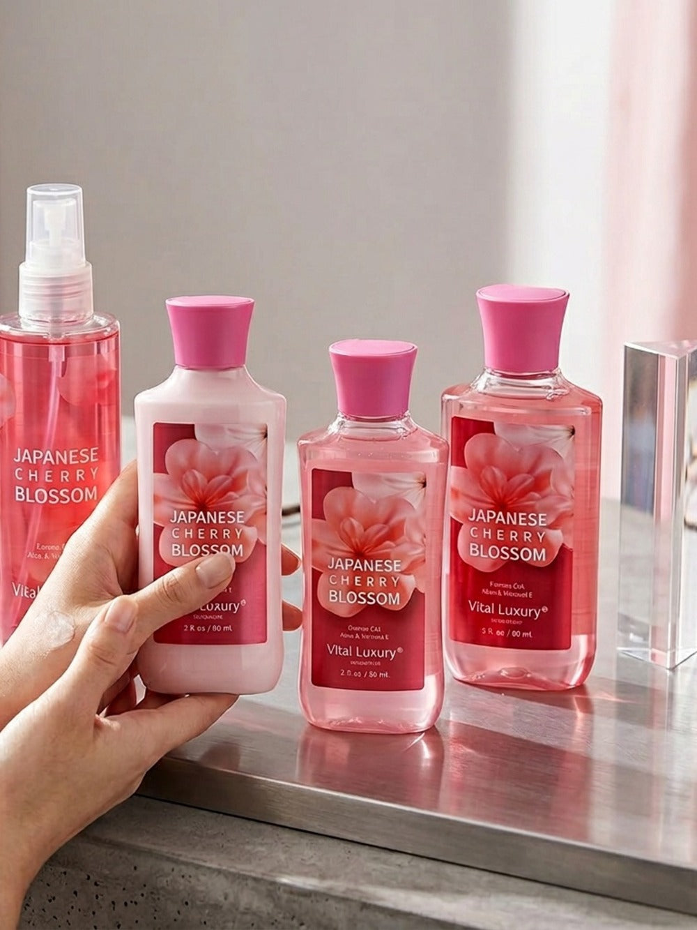 Bath and Body Gift Set in Cherry Blossom, Lavender Vanilla, Vanilla Coconut or Lotion and Mist Options