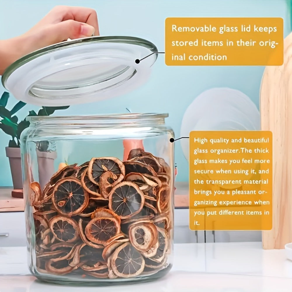 Two-Piece Round Glass Pantry Jar Set with Flip-Top Lids for Cookies, Candy and Pasta Storage