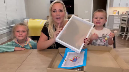 Handprint Kit for Family - DIY Wooden Keepsake Frame with Paint, Baby Hand & Footprint Craft Set, Cherished Memory Keepsake Box, Unique Gift for New Parents, Home Decor Nursery Art